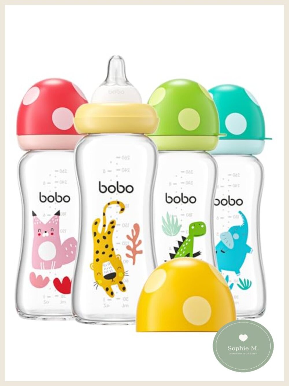 Natural Glass Baby Bottles 8.8oz 4-Pack BPA Free Anti-Colic Vented